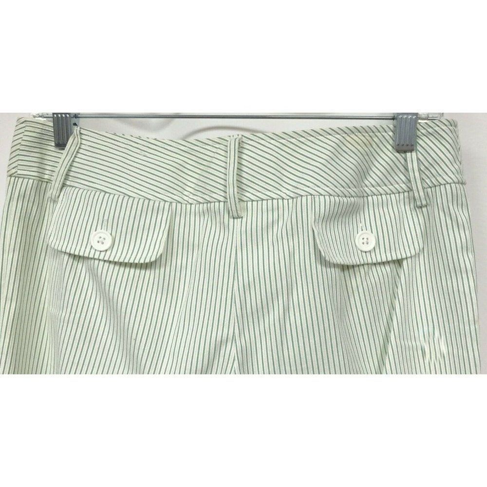 Ann Taylor Loft Sz 2 Marisa Cuffed Capri Pants Pinstripe White with Green - Picture 4 of 5